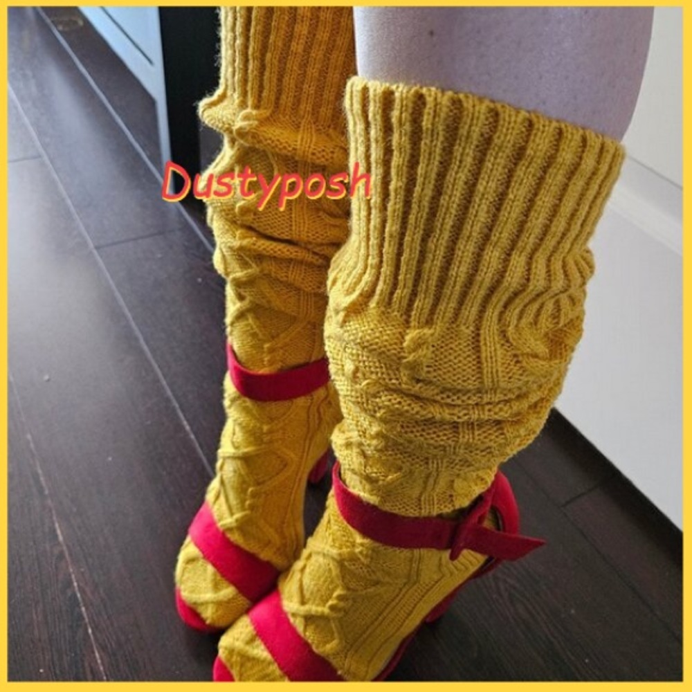 Cable Knit Over The Knee Socks OTK Lace Top Thigh High Bedroom Lingerie Fetish